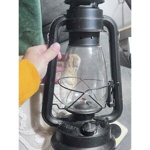 Lamplight Farms Oil Lantern Black Metal Glass GA02 Cordless Incandescent